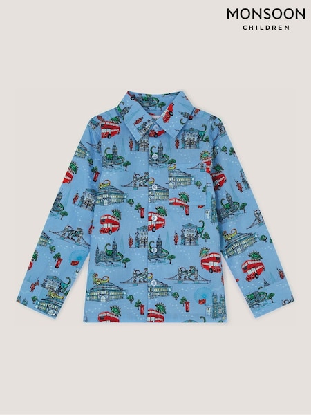 Blue - Monsoon London Print Shirt