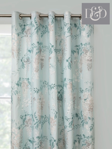 D&D Duck Egg Wisteria 100% Cotton Pair of Eyelet Curtains (AJ9312) | $35 - $90