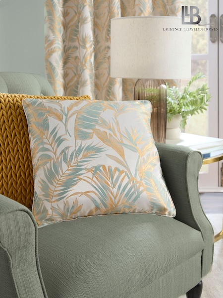 Laurence Llewelyn-Bowen Duck Egg Paradise Palm Jacquard Filled Cushion (AJ9313) | €22
