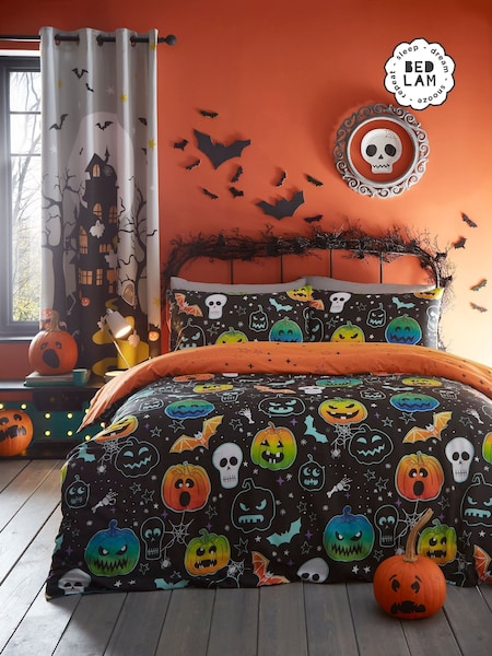Bedlam Black Scary Pumpkins Glow in the Dark Duvet Cover Set (AJ9350) | €30 - €44