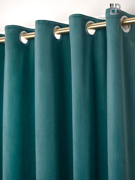 Laurence Llewelyn-Bowen Teal Montrose Velvet Blackout Thermal Eyelet Curtains (AJ9366) | $62 - $187