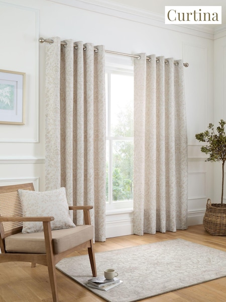 Curtina Natural Marple Thermal Pair of Eyelet Curtains (AJ9390) | $103 - $206