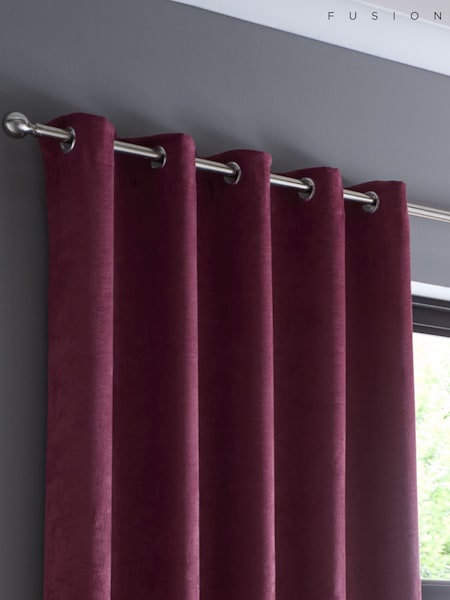 Fusion Wine Strata Room Darkening Woven Pair of Eyelet Curtains (AJ9393) | $28 - $82
