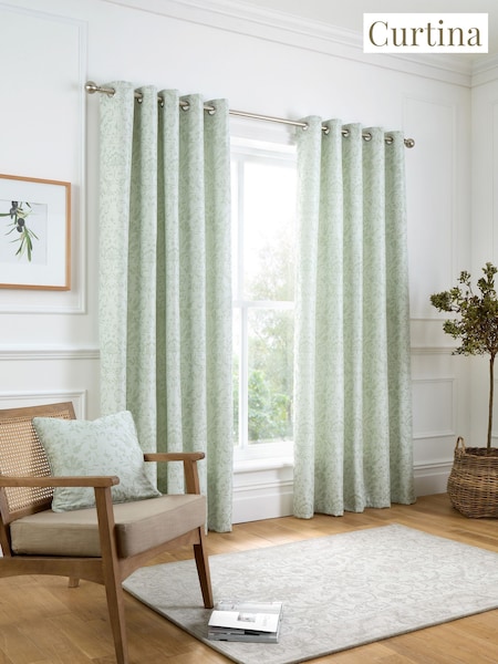 Curtina Sage Marple Thermal Pair of Eyelet Curtains (AJ9399) | $103 - $206