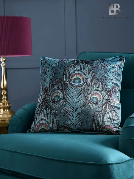 Laurence Llewelyn-Bowen Teal Dandy Peacock Jacquard Filled Cushion (AJ9421) | 79 QAR
