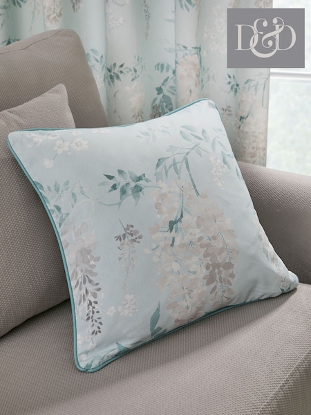 Dreams & Drapes Duck Egg Wisteria 100% Cotton Filled Cushion (AJ9426) | €21