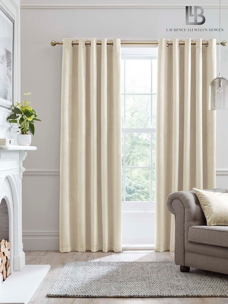 Laurence Llewelyn-Bowen Ivory Montrose Velvet Blackout Thermal Eyelet Curtains (AJ9440) | $62 - $187