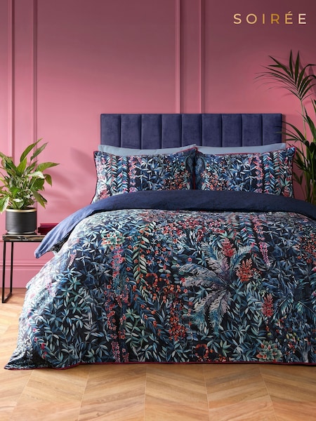 Soiree Navy Tessa 200 Thread Count 100% Cotton Duvet Cover Set (AJ9444) | €53 - €79