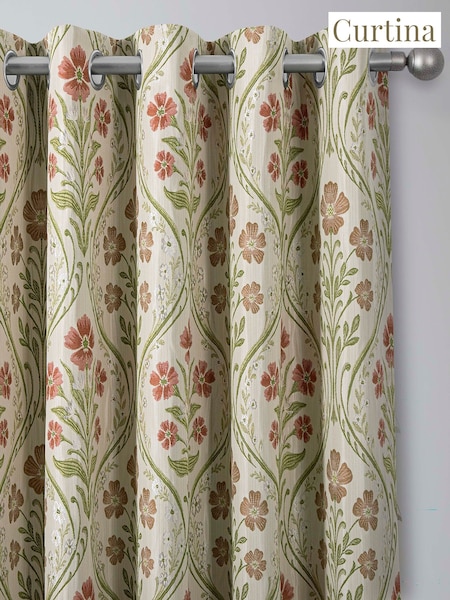 Curtina Natural Estelle Woven Pair of Eyelet Curtains (AJ9452) | $103 - $206