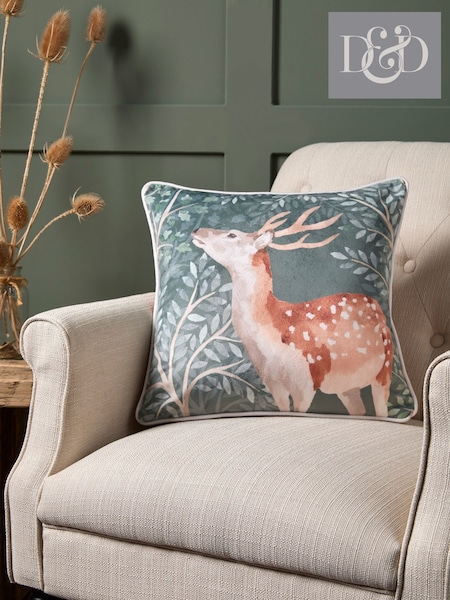 Dreams & Drapes Green Forest Animals Velvet Filled Cushion (AJ9455) | €25