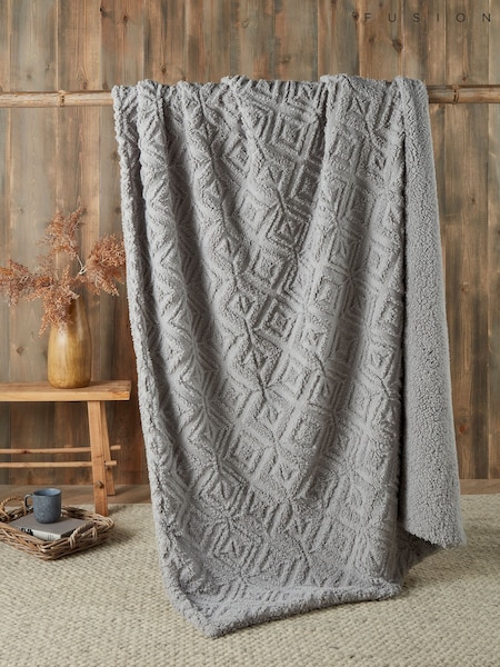 Fusion Grey Romo Fleece and Sherpa Throw (AJ9460) | €33