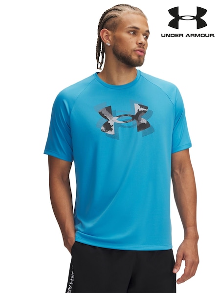 Under Armour Blue Tech Camo Print Fill T-Shirt (AJ9661) | 134 QAR