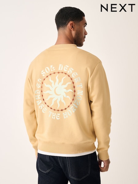 Yellow Cotton Rich Crew Graphic Print Sweatshirt (AJ9748) | AZN 75