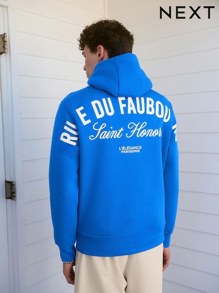 Cobalt Blue Graphic Print Hoodie (AJ9750) | R$ 345