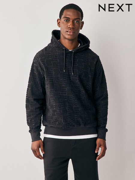 Navy Blue 100% Cotton Textured Overhead Hoodie (AJ9804) | 168 QAR