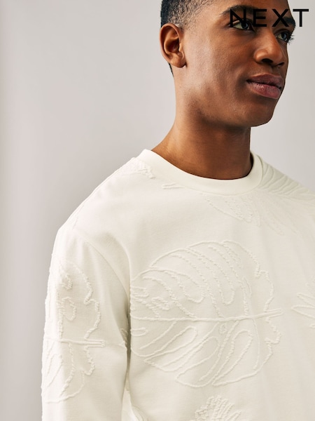 Neutral Ecru Premium Texture Crew Sweatshirt (AJ9805) | €43