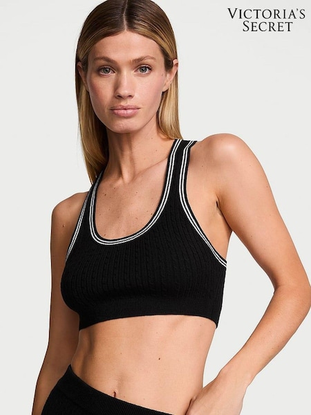 Victoria's Secret Black Logo Cable Knit Tank Bralette (AJ9851) | €33