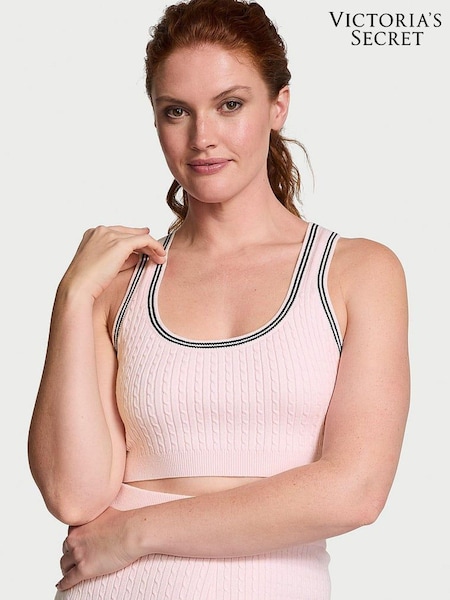 Victoria's Secret Heather Pink Petal Logo Cable Knit Tank Bralette (AJ9859) | €33