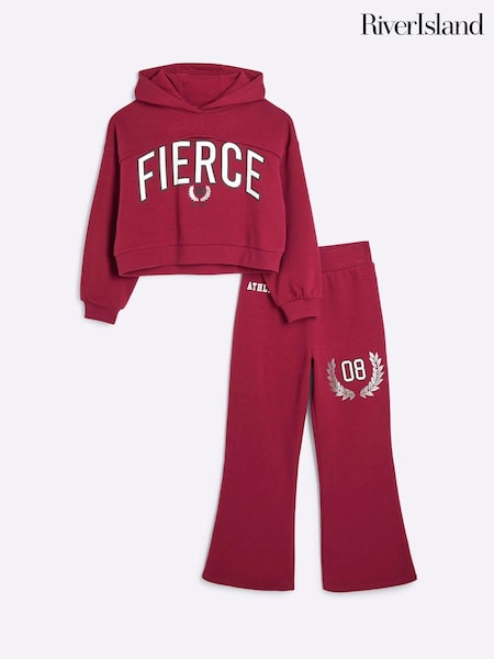 River Island Girls Fierce Cutout 100% Cotton Hoodie and Joggers Set (AJ9890) | 156 LEI