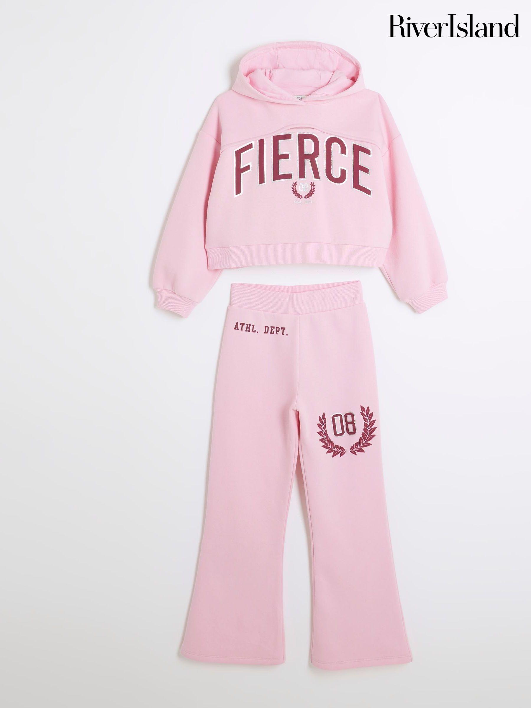 Girls Sweat Top Jogger Sets River Island Pink Print Hooded Next Oman