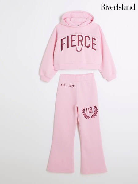 River Island Girls Fierce Cutout 100% Cotton Hoodie and Joggers Set (AJ9896) | 23 €