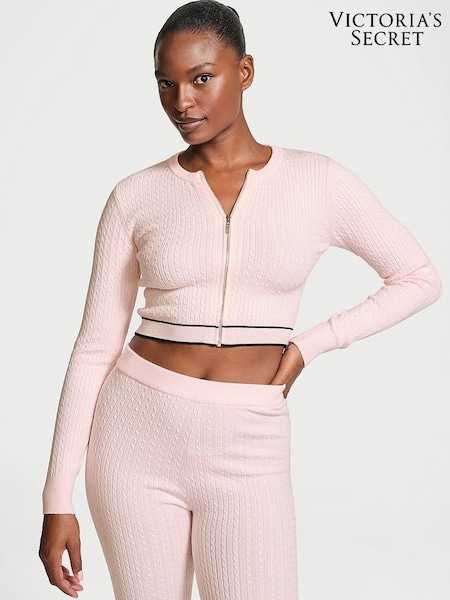 Victoria's Secret Heather Pink Petal Logo Cable Knit Sleep Cardigan (AJ9913) | €52