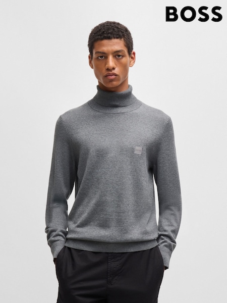 BOSS Grey Rollneck Cashmere Blend Sweater (AJ9942) | 366 QAR