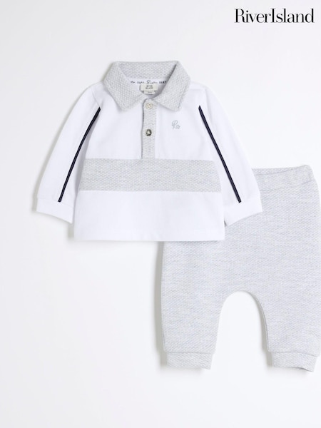 River Island Baby Boys Jacquard 100% Cotton Polo Shirt Set (AJ9986) | € 17