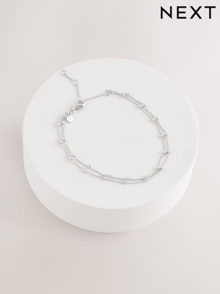 Sterling Silver 2 Row Ball Chain Bracelet (AK0090) | €23