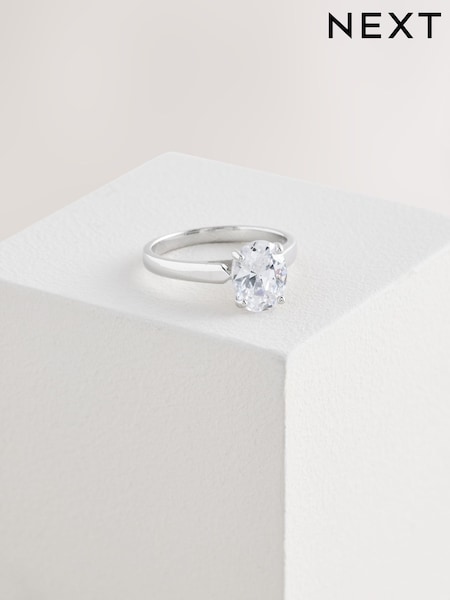 Sterling Silver - Oval Solitaire Ring (AK0092) | kr330