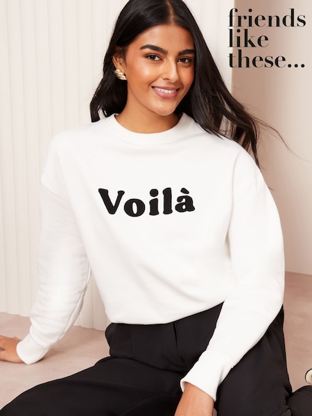 كريم - Friends Like These Slogan Graphic Print Sweatshirt (AK0152) | ‏151 د.إ.‏