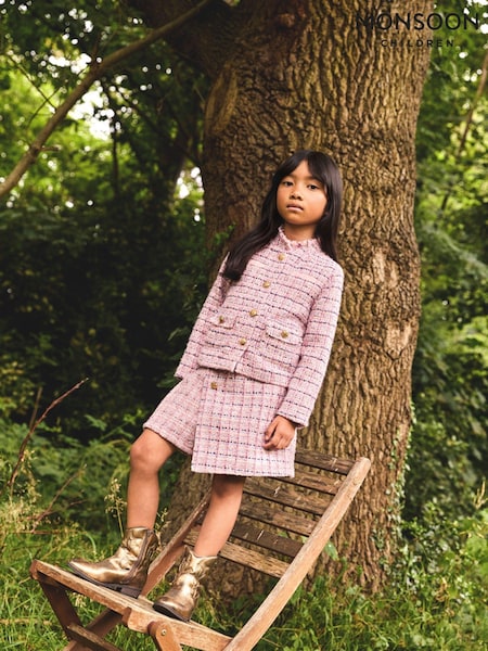 Monsoon Long Sleeve Collar Top And Tweed Skirt Set (AK0166) | 158 LEI - 179 LEI