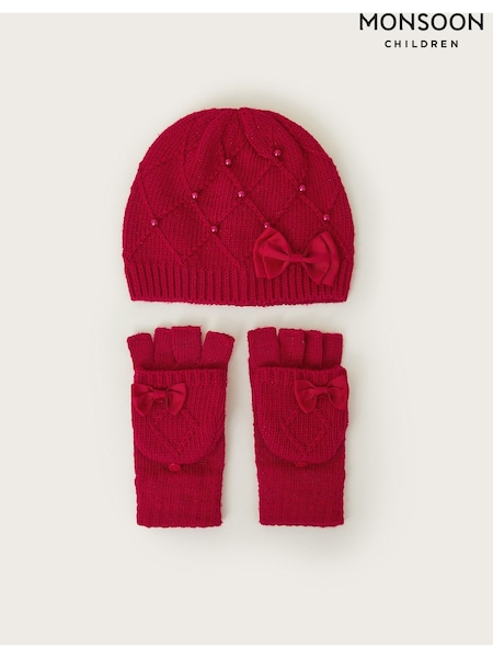 Monsoon Red Beanie Hat And Gloves Set (AK0177) | AED89 - AED92