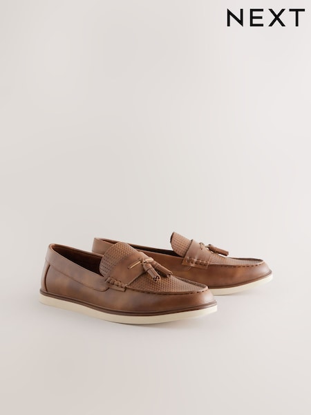 Tan Brown Embossed Tassel Loafers (AK0228) | 1,485 UAH