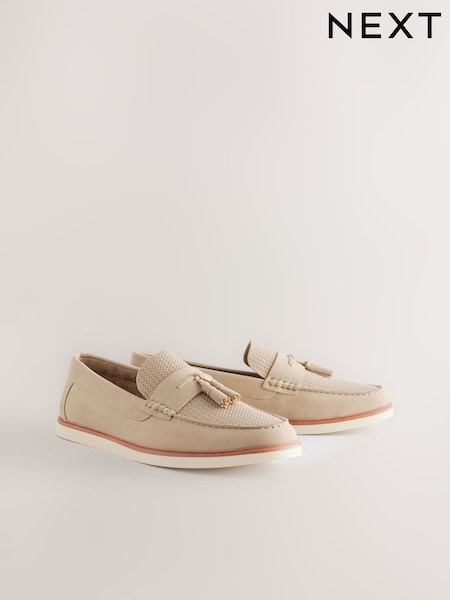 Light Stone Embossed Tassel Loafers (AK0232) | €45