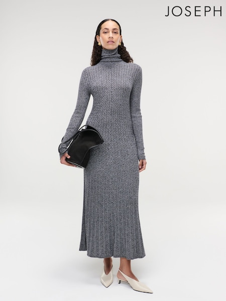 Joseph Cream High Neck Cable Knit Midi Dress (AK0262) | €700