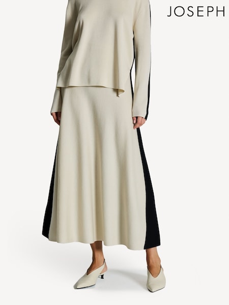 Joseph Cream Contrast Knit Midi Skirt (AK0272) | €441