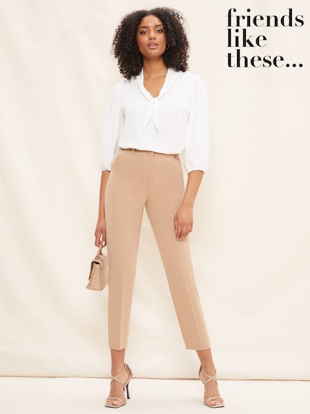 Friends Like These Cream Petite V-Neck Bow Front 3/4 Sleeve Blouse (AK0294) | €49.50