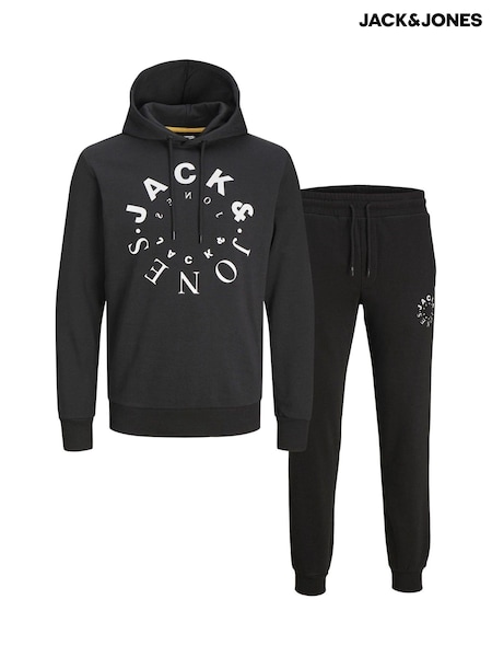 JACK & JONES Black Logo Hoodie Jogger Set (AK0416) | €30