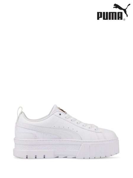 Puma White Youth Boys Mayze Leather Trainers (AK0426) | €77