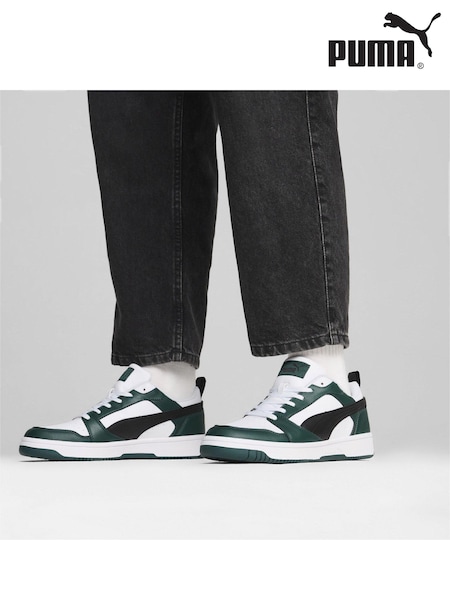 Puma White Mens Rebound V6 Low Sneakers Trainers (AK0496) | 257 QAR