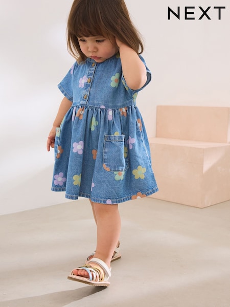 Denim Flower Relaxed Summer Dress (3mths-8yrs) (AK0608) | CA$39 - CA$47