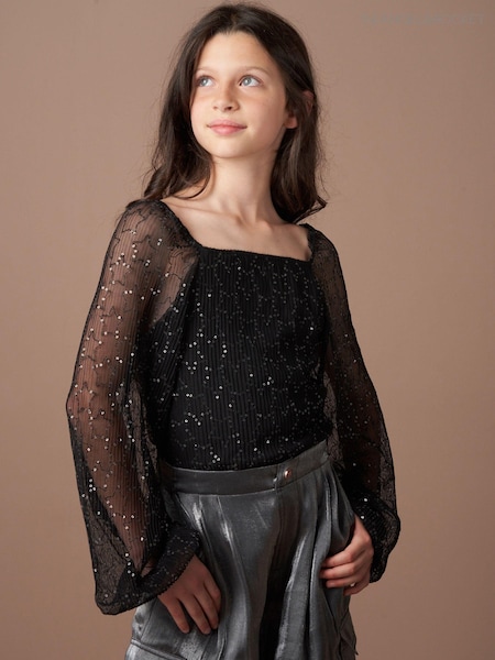 Angel & Rocket Black Astrid Star Mesh Top (AK0647) | €22 - €25