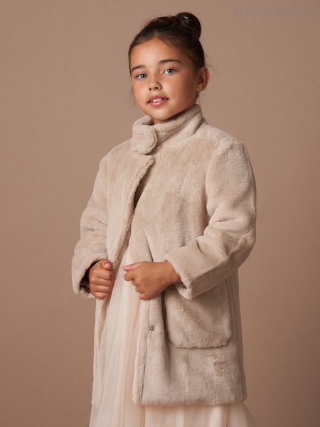Angel & Rocket Natural Briar Taupe Faux Fur Coat (AK0669) | $114 - $121
