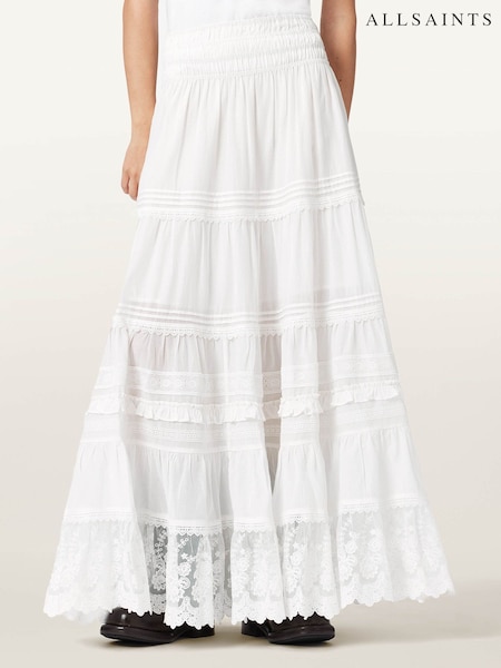 White - Allsaints Meadow Maxi Skirt