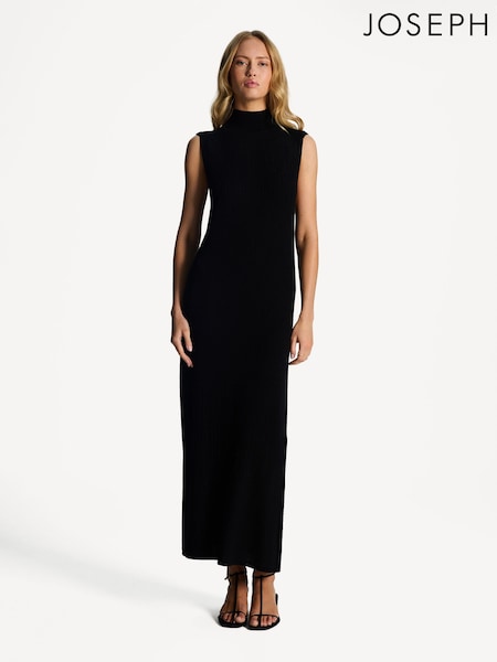 Joseph Black High Neck Merino Wool Maxi Dress (AK0721) | AED2,300