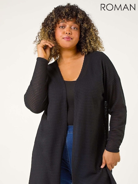 Roman Curve Textured Longline Cardigan (AK0754) | R$ 425