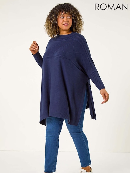 Roman Curve Cable Knit Poncho (AK0764) | €66