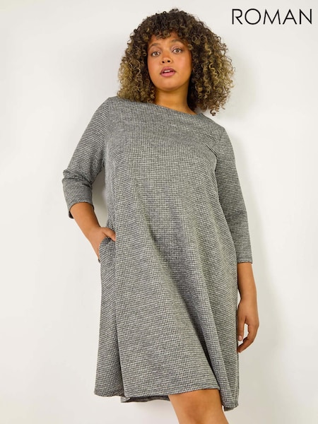 Gri - Roman Curve Carouri Snit Evazat Rochie (AK0768) | 313 LEI