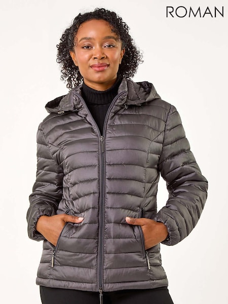 Roman Grey Petite Quilted Hooded Puffer Coat (AK0819) | €77